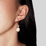 Boucles d'oreilles Aigue marine Perle baroque laiton doré - Biloria