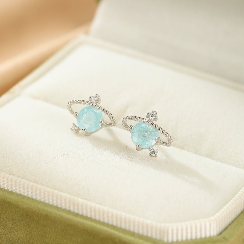 Boucles d'oreilles Aigue marine Petite Galaxie Argent S925 - Biloria