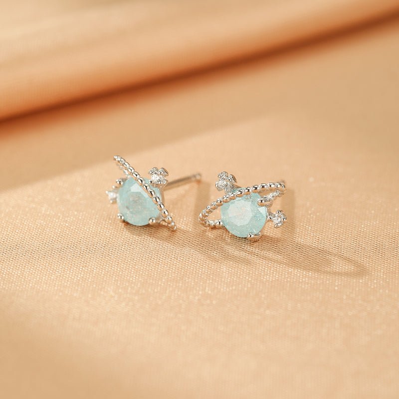 Boucles d'oreilles Aigue marine Petite Galaxie Argent S925 - Biloria