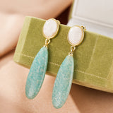 Boucles d'Oreilles Amazonite Pierre de Lune Bijou Féminin - Biloria