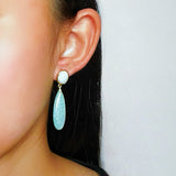Boucles d'Oreilles Amazonite Pierre de Lune Bijou Féminin - Biloria