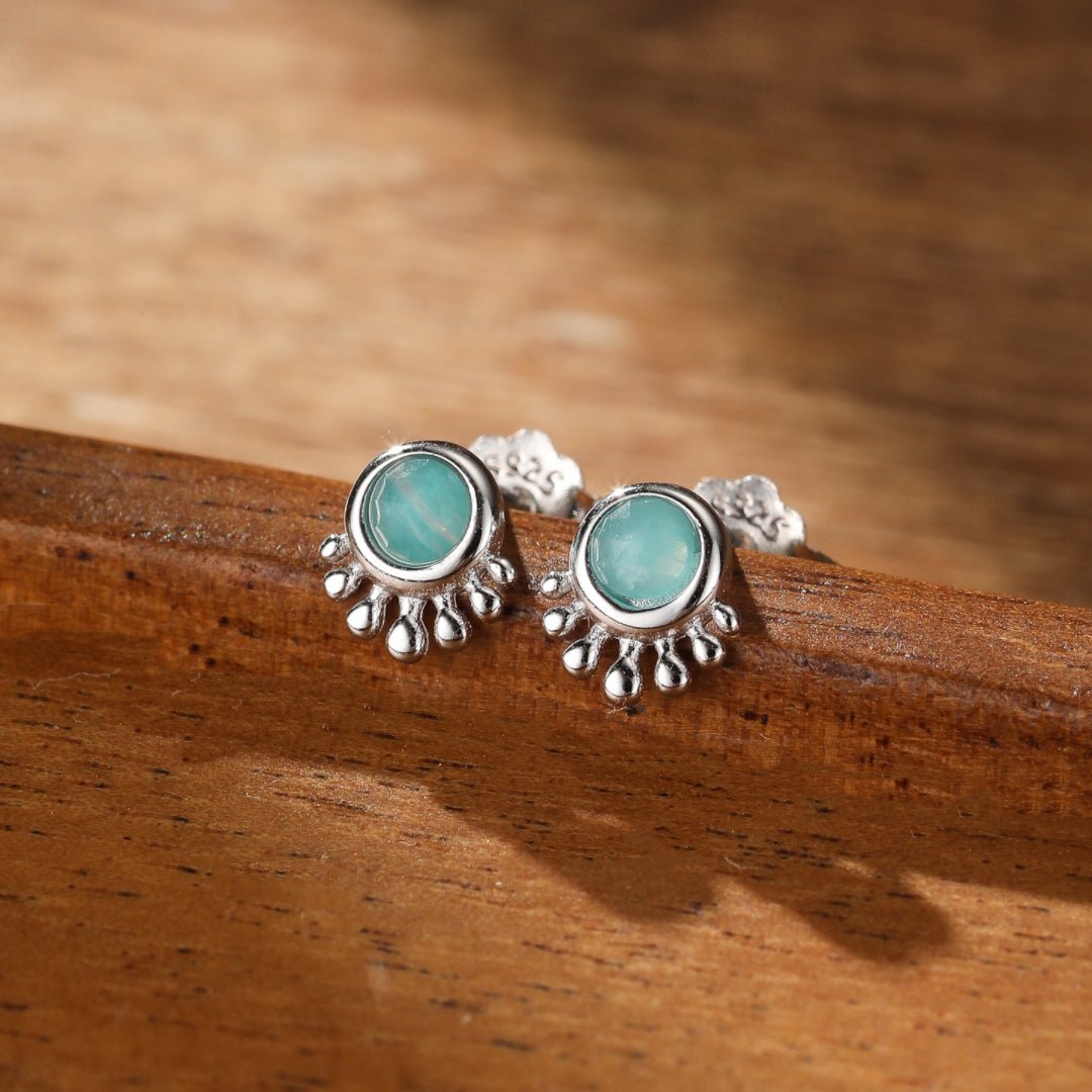 Boucles d'Oreilles Amazonite S925 – Pierres Apaisantes Protection - Biloria