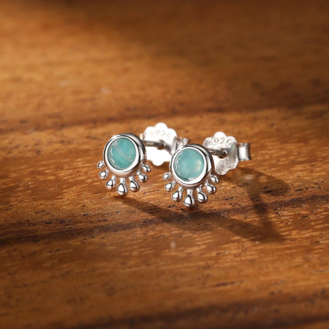 Boucles d'Oreilles Amazonite S925 – Pierres Apaisantes Protection - Biloria