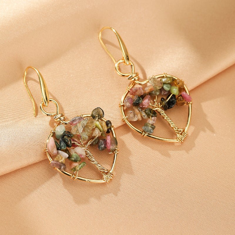 Boucles d'oreilles Améthyste Arbre de Vie Cuivre - Bijoux Feng Shui - Biloria