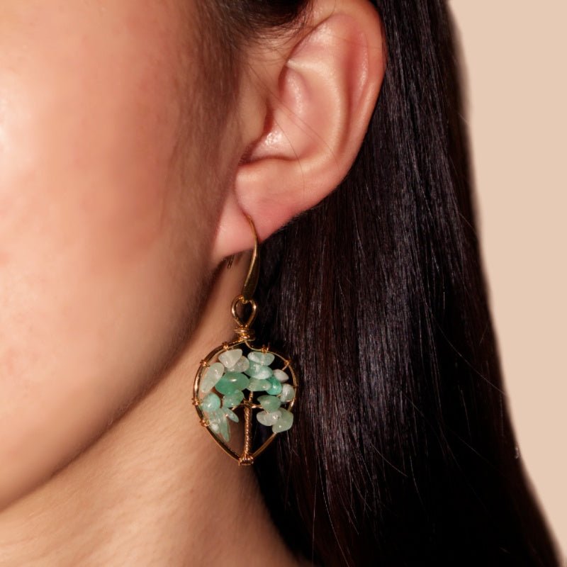 Boucles d'oreilles Améthyste Arbre de Vie Cuivre - Bijoux Feng Shui - Biloria