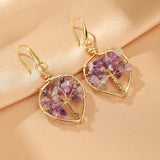 Boucles d'oreilles Améthyste Arbre de Vie Cuivre - Bijoux Feng Shui - Biloria