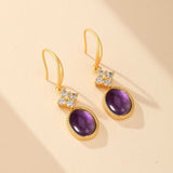 Boucles d'Oreilles Améthyste Argent Plaqué Or Inspiration Byzantine - Biloria