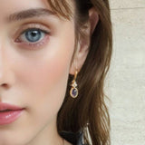 Boucles d'Oreilles Améthyste Argent Plaqué Or Inspiration Byzantine - Biloria