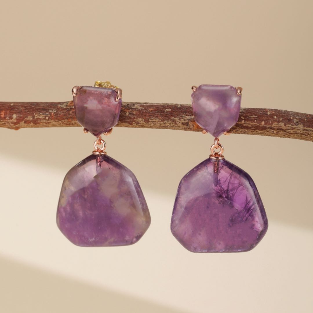 Boucles d'Oreilles Améthyste – Bijoux Tendance Bureau - Biloria
