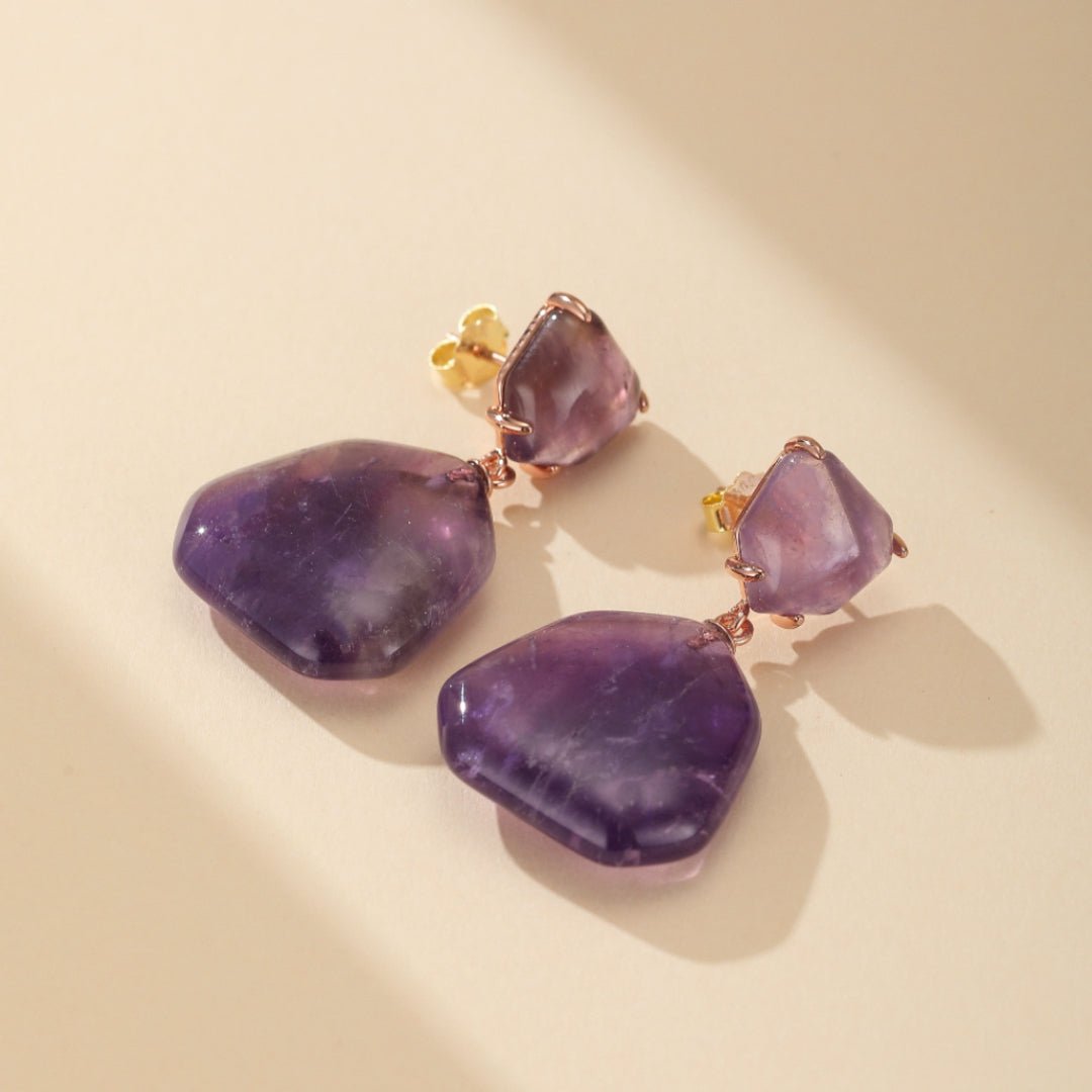 Boucles d'Oreilles Améthyste – Bijoux Tendance Bureau - Biloria
