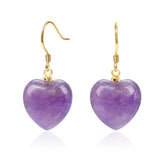 Boucles d'Oreilles Améthyste Cœur – Argent Plaqué Or 18K - Biloria