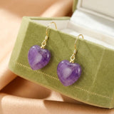 Boucles d'Oreilles Améthyste Cœur – Argent Plaqué Or 18K - Biloria