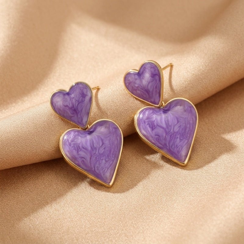 Boucles d'Oreilles Améthyste Cœur – Sérénité et Protection - Biloria