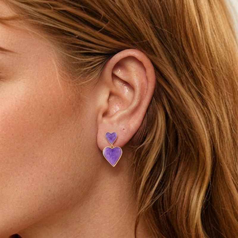 Boucles d'Oreilles Améthyste Cœur – Sérénité et Protection - Biloria