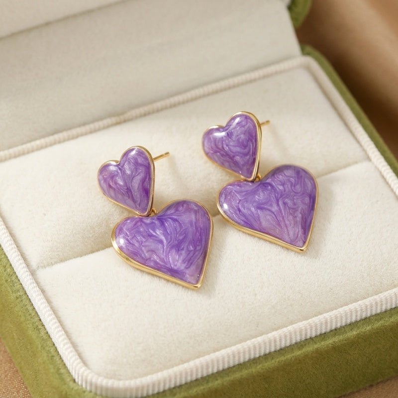 Boucles d'Oreilles Améthyste Cœur – Sérénité et Protection - Biloria