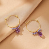 Boucles d'oreilles Améthyste et Tanzanite créoles argent plaqué or - Biloria