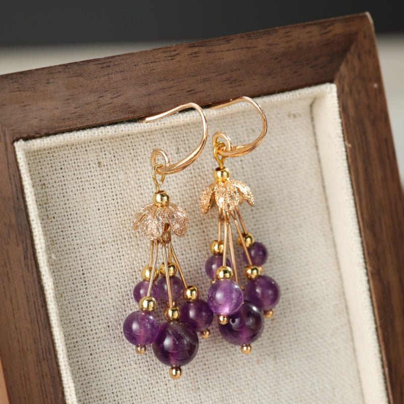 Boucles d'Oreilles Améthyste Floraison Tendrille - Biloria