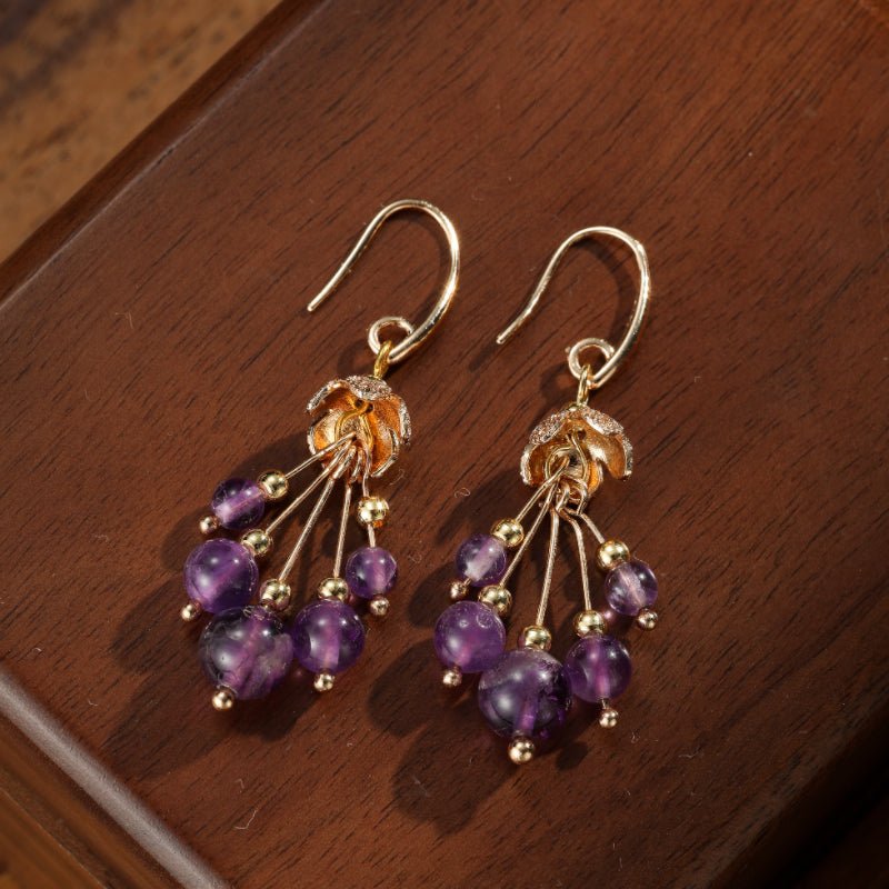 Boucles d'Oreilles Améthyste Floraison Tendrille - Biloria