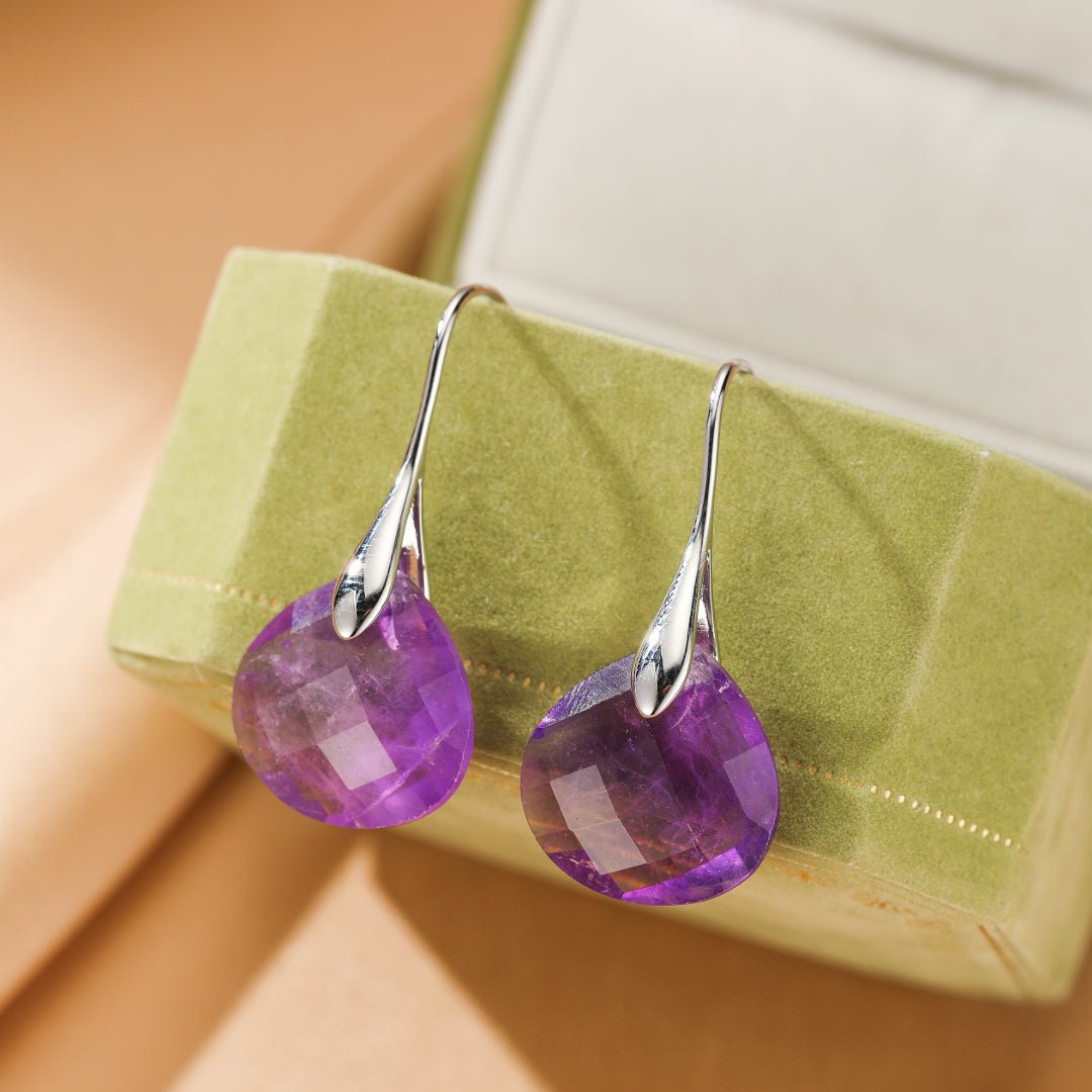 Boucles d'oreilles Améthyste naturelle forme goutte - Biloria