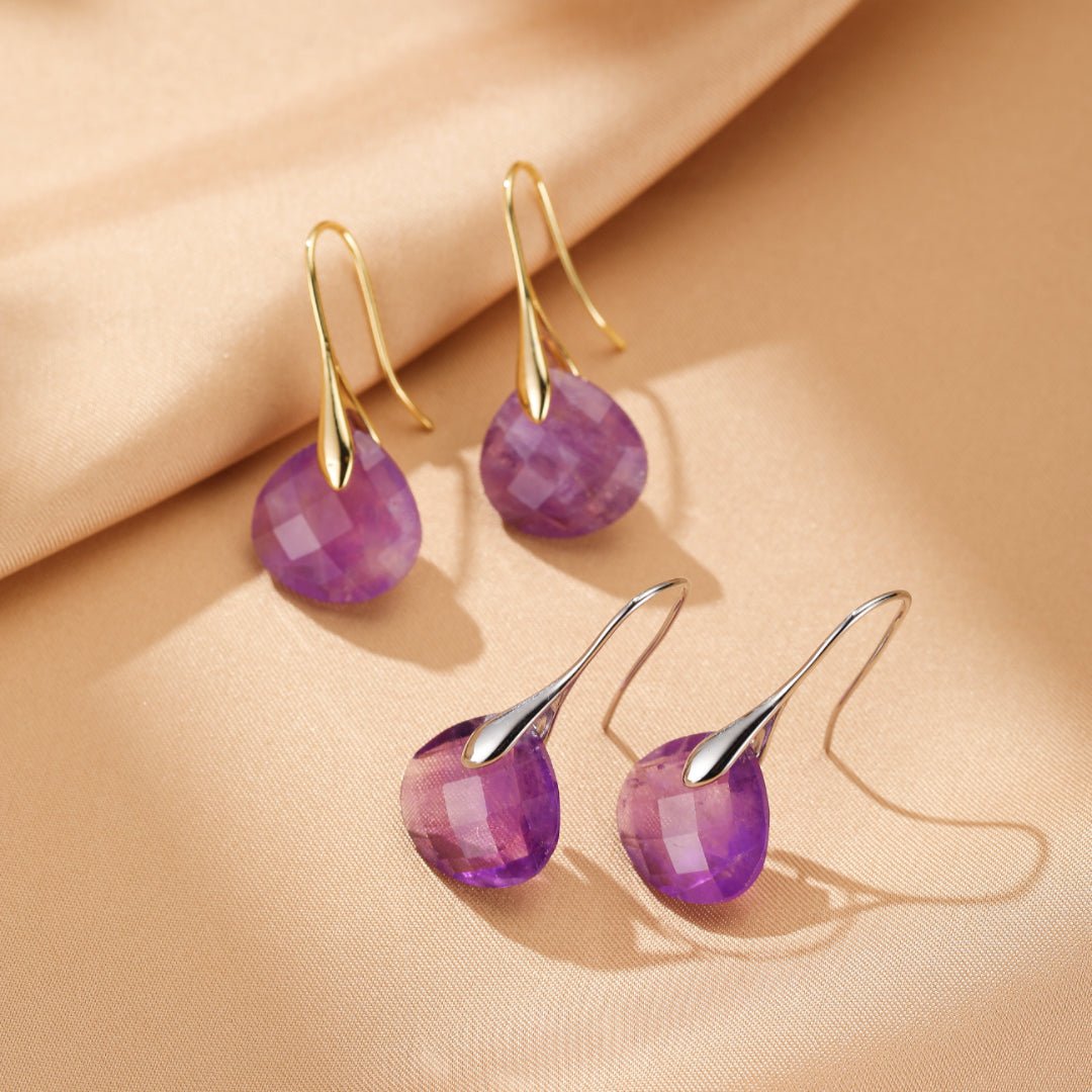 Boucles d'oreilles Améthyste naturelle forme goutte - Biloria