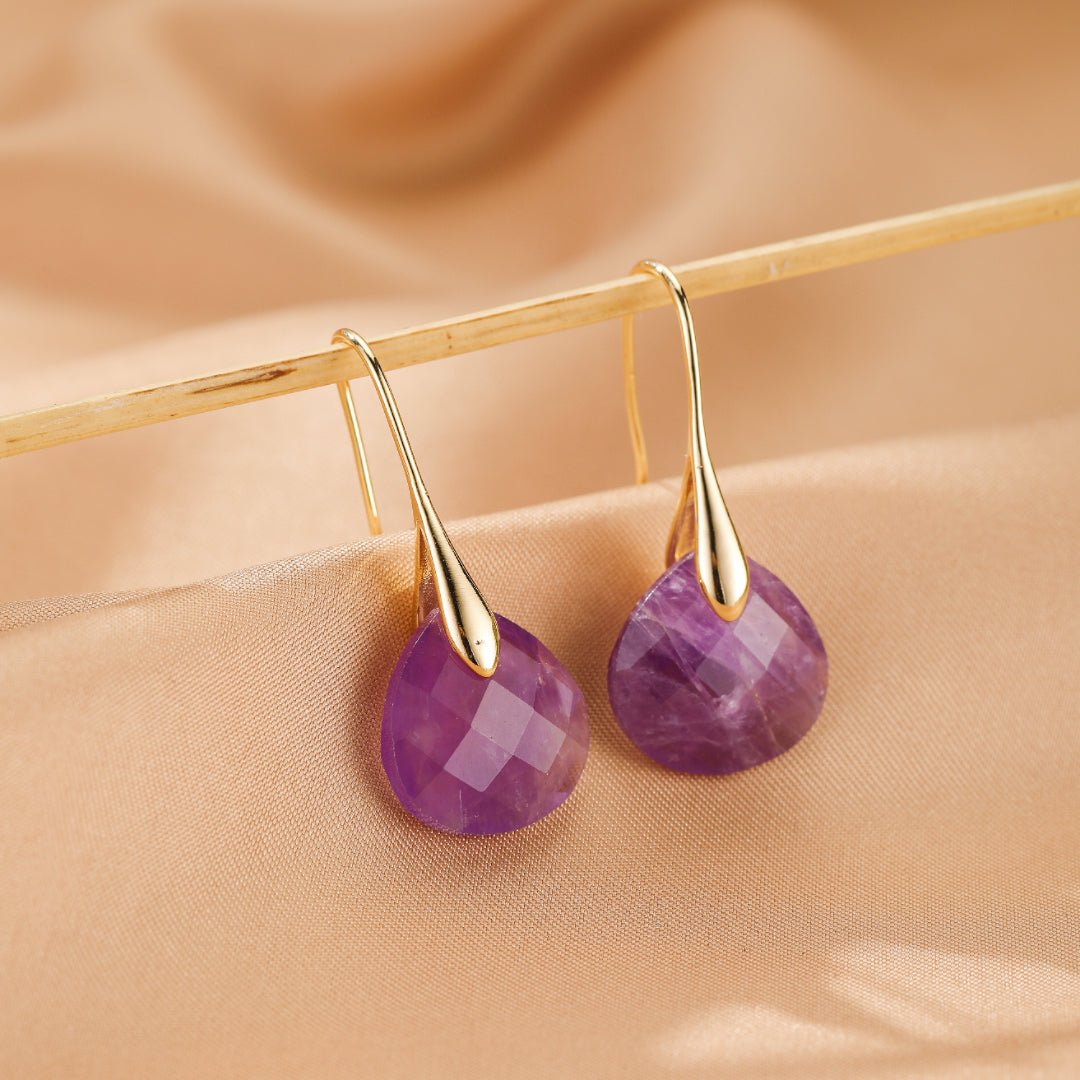 Boucles d'oreilles Améthyste naturelle forme goutte - Biloria