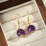 Boucles d'Oreilles Améthyste Sphère 12mm Laiton Plaqué Or - Biloria