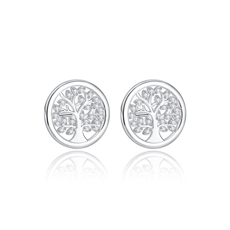 Boucles d'Oreilles Arbre de Vie Argent S925 Zircon – Bijoux Fait Main - Biloria