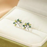 Boucles d'Oreilles Arbre de Vie – Argent Sterling et Émail Vert - Biloria