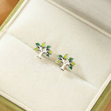 Boucles d'Oreilles Arbre de Vie – Argent Sterling et Émail Vert - Biloria