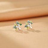 Boucles d'Oreilles Arbre de Vie – Argent Sterling et Émail Vert - Biloria