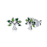 Boucles d'Oreilles Arbre de Vie – Argent Sterling et Émail Vert - Biloria