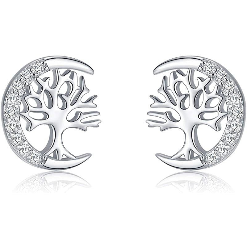 Boucles d'oreilles Arbre de Vie Céleste Zircon – Argent S925 - Biloria