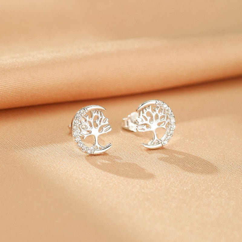 Boucles d'oreilles Arbre de Vie Céleste Zircon – Argent S925 - Biloria