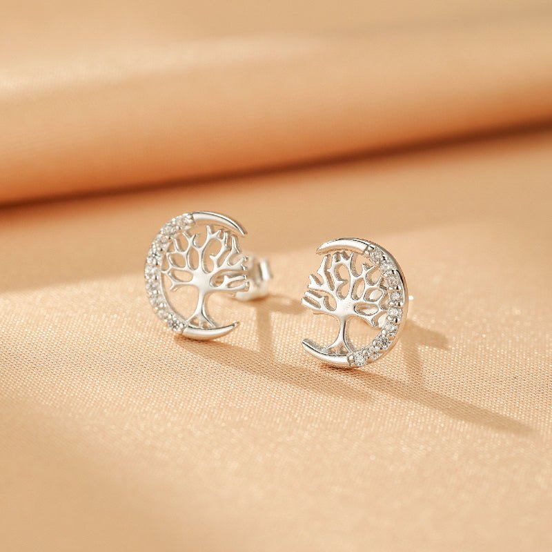 Boucles d'oreilles Arbre de Vie Céleste Zircon – Argent S925 - Biloria