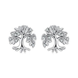 Boucles d'Oreilles Arbre de Vie en Argent 925 avec Zircons - Biloria