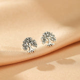 Boucles d'Oreilles Arbre de Vie en Argent 925 avec Zircons - Biloria
