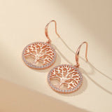 Boucles d'Oreilles Arbre de Vie Renouveau Argent Plaqué Or Rose - Biloria