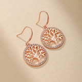 Boucles d'Oreilles Arbre de Vie Renouveau Argent Plaqué Or Rose - Biloria