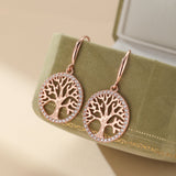 Boucles d'Oreilles Arbre de Vie Renouveau Argent Plaqué Or Rose - Biloria