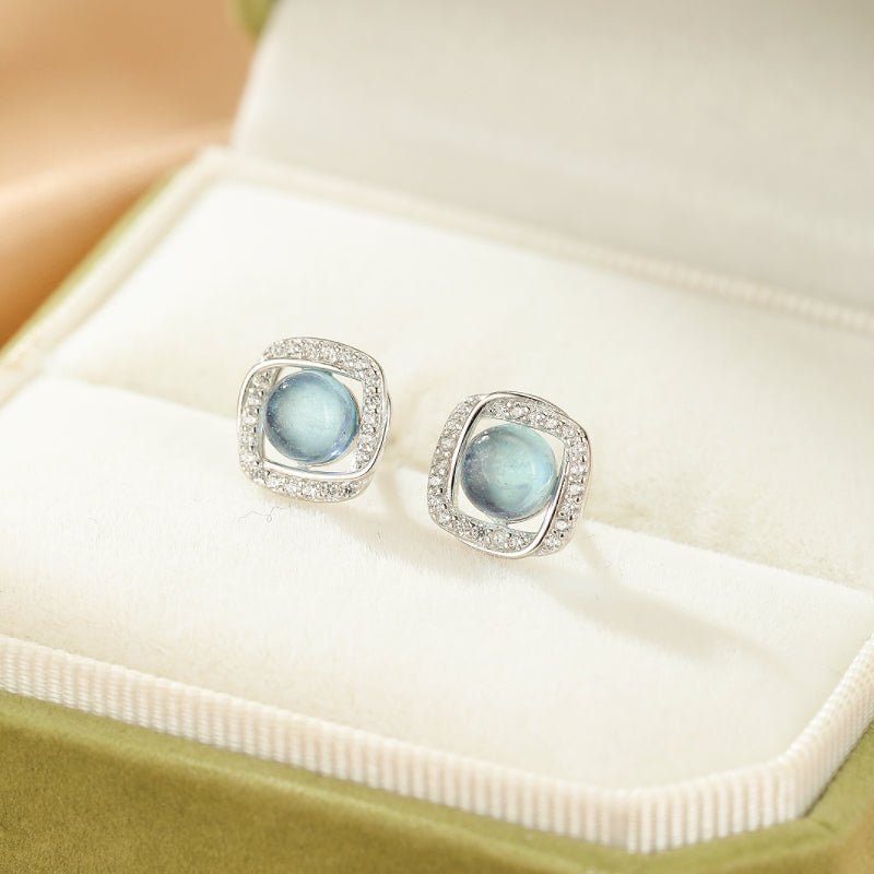 Boucles d'oreilles argent Aigue marine 5mm - Biloria