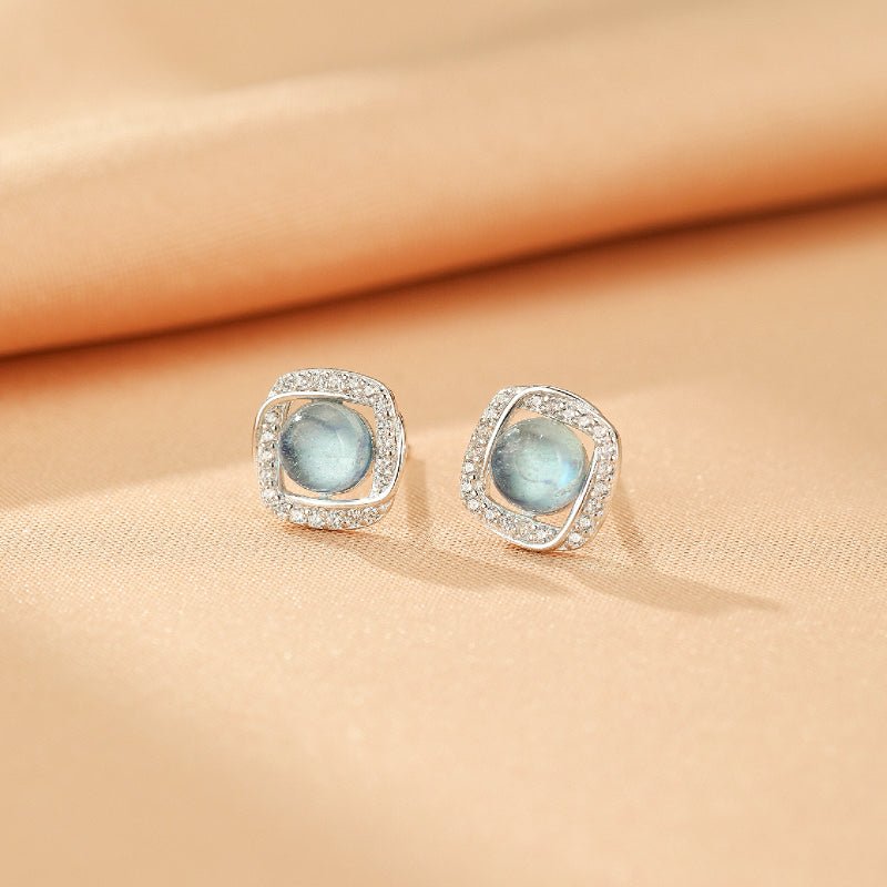 Boucles d'oreilles argent Aigue marine 5mm - Biloria