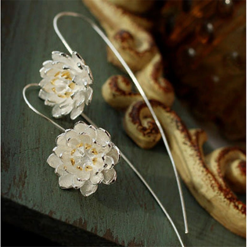 Boucles d'Oreilles Argent Lotus Inspiration pour Rituel Personnel - Biloria