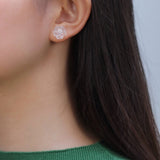 Boucles d'Oreilles Argent Plaqué Or avec Quartz Clair et Lotus - Biloria