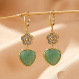 Boucles d'Oreilles Aventurine Cœur Chanceux - Élégance et Prospérité - Biloria