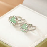 Boucles d'oreilles Aventurine et Argent 925 – Clip, Chance et Sérénité - Biloria