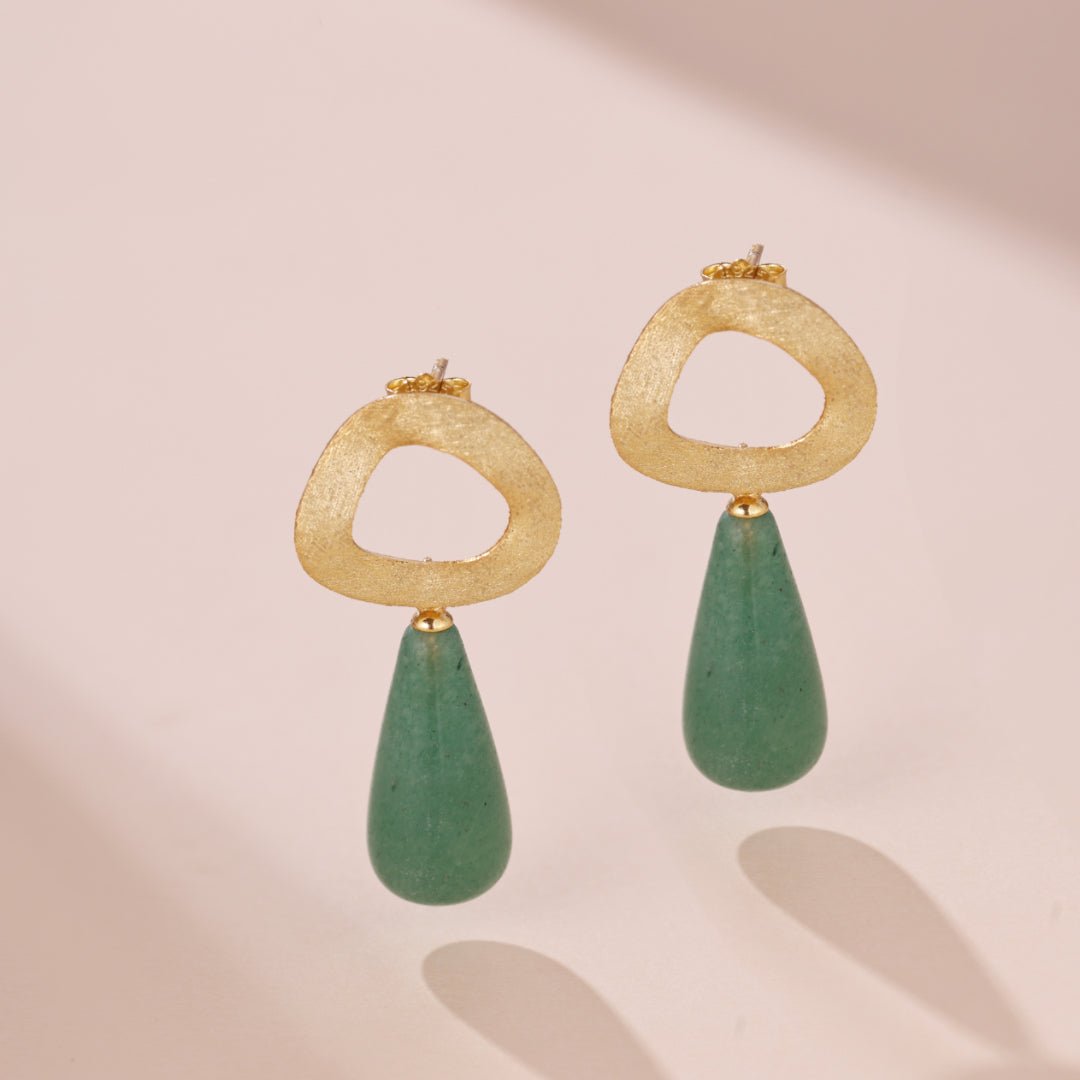 Boucles d'Oreilles Aventurine et Lapis Lazuli – Goutte Dorée - Biloria