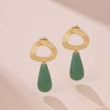 Boucles d'Oreilles Aventurine et Lapis Lazuli – Goutte Dorée - Biloria