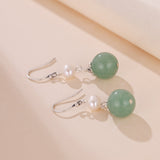 Boucles d'Oreilles Aventurine et Perle en Argent 925 - Biloria