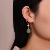 Boucles d'Oreilles Aventurine et Perle en Argent 925 - Biloria