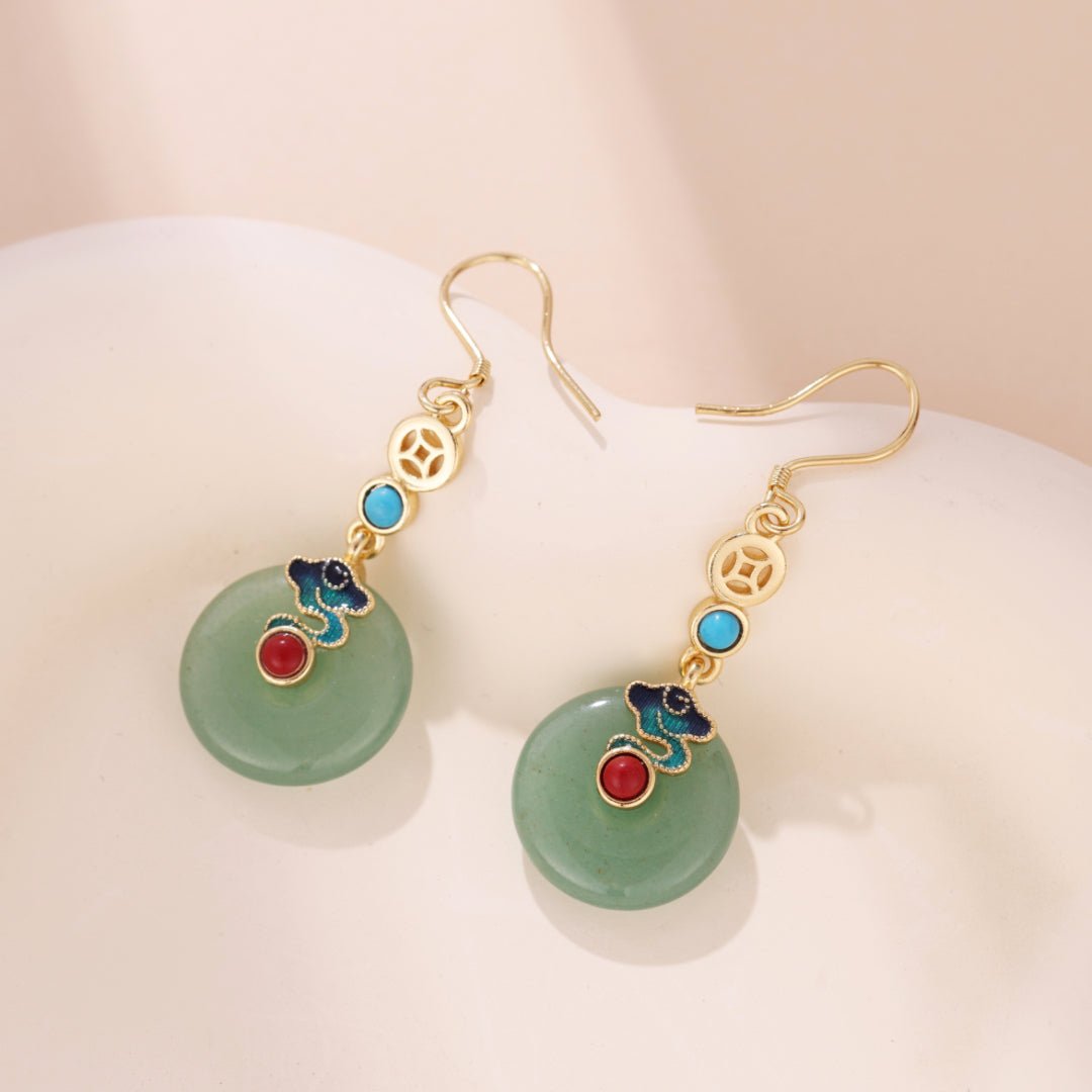 Boucles d'Oreilles Aventurine Nuage Céleste – Plaqué Or - Biloria